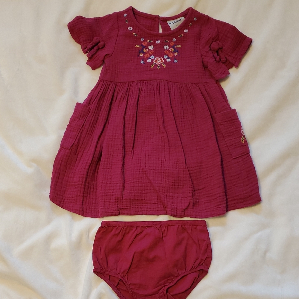 OshKosh B'gosh Magenta Embroidered Baby Dress, 18 Months